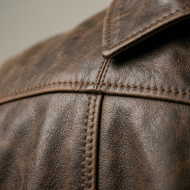 Alfie | Mens Jacket Fitted Distressed Leather Full-Zip Bomber