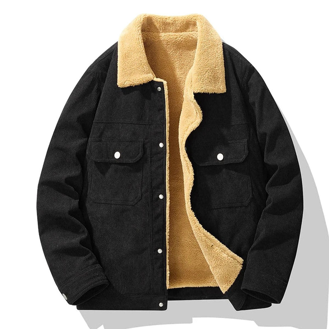 Oliver | Mens Jacket Fleece-Lined Corduroy Snap-Button Coat