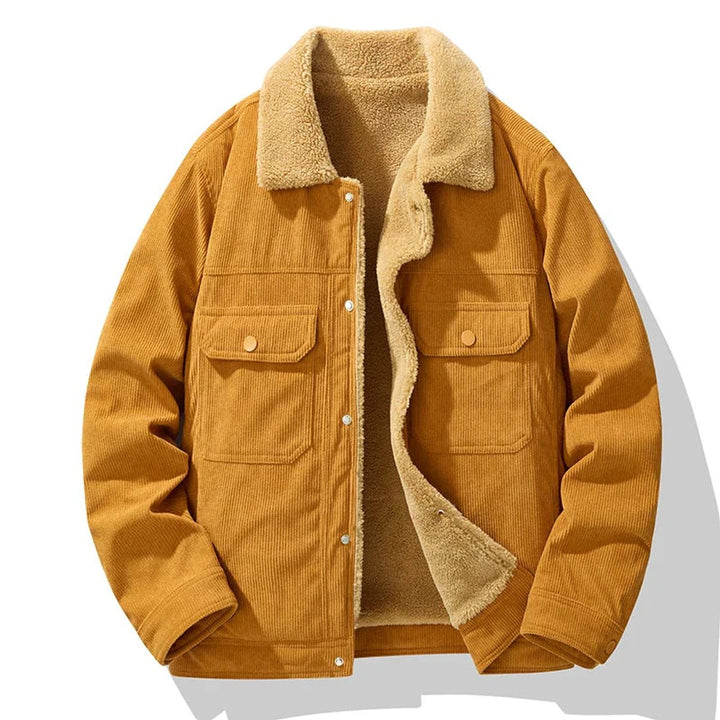Oliver | Mens Jacket Fleece-Lined Corduroy Snap-Button Coat