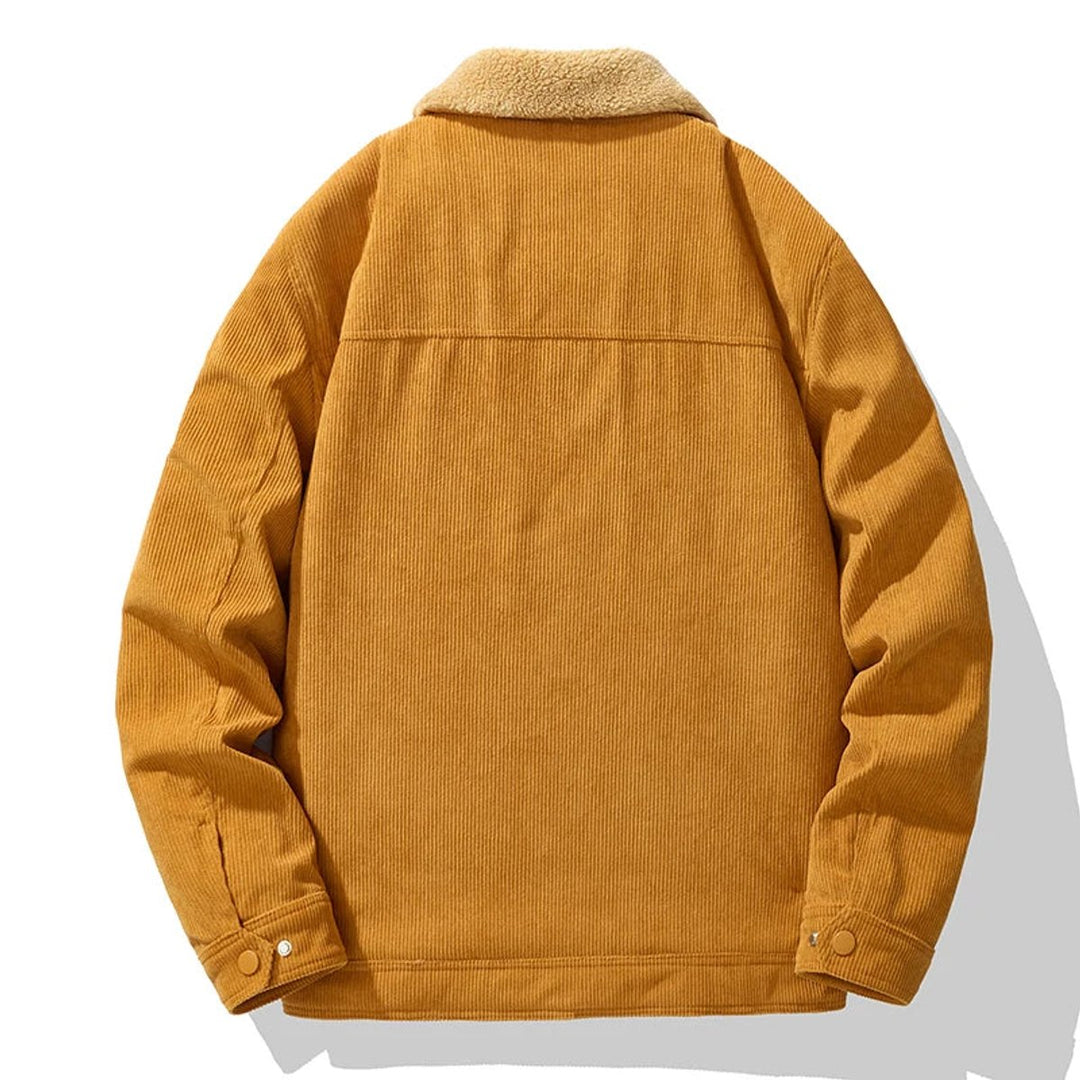 Oliver | Mens Jacket Fleece-Lined Corduroy Snap-Button Coat