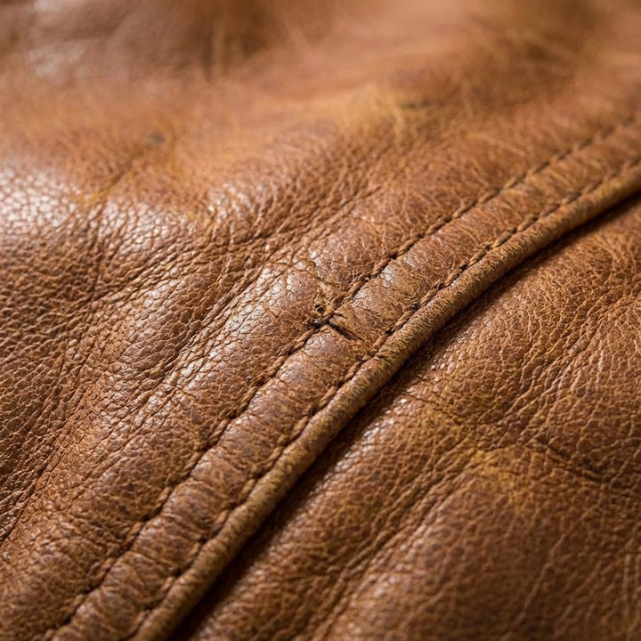 Archie | Men's Leather Trucker Jacket Full-Grain Button-Front