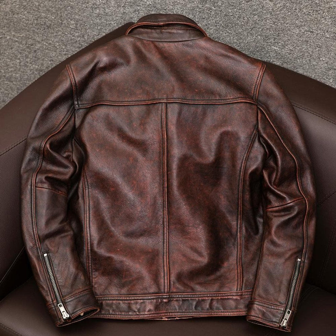 James | Mens Jacket Genuine Leather Field Bomber Jacket Utility Pockets