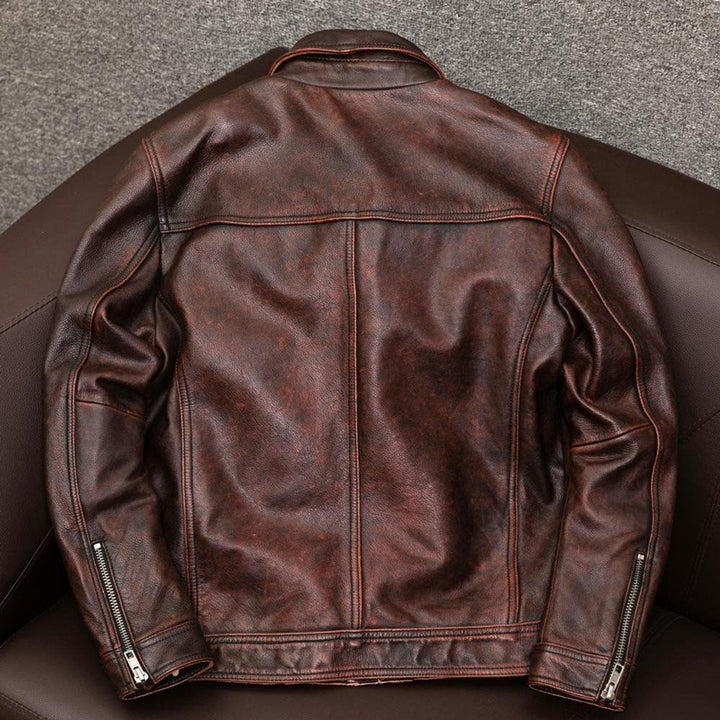 James | Mens Jacket Genuine Leather Field Bomber Jacket Utility Pockets