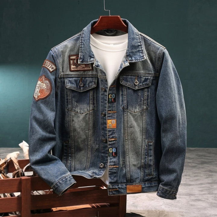 Jack | Mens Jacket Longhorn Patch Trucker Denim Jacket