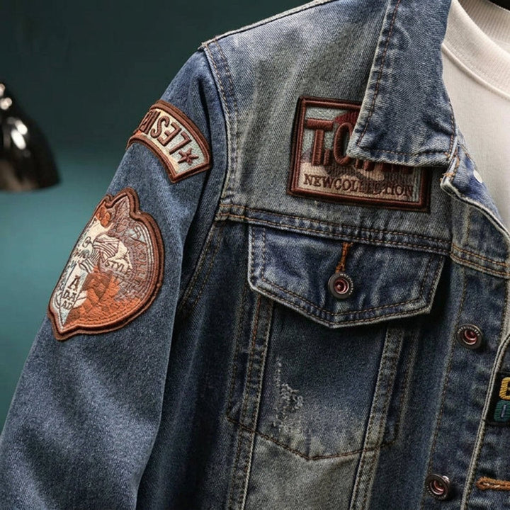 Jack | Mens Jacket Longhorn Patch Trucker Denim Jacket