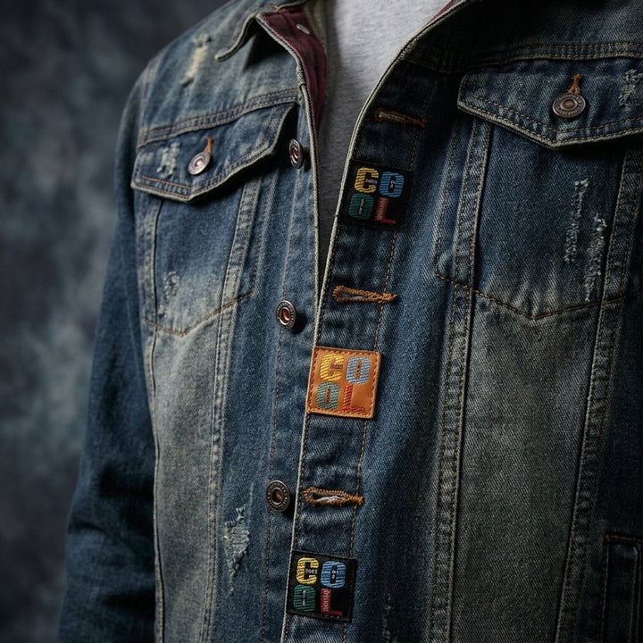 Jack | Mens Jacket Longhorn Patch Trucker Denim Jacket