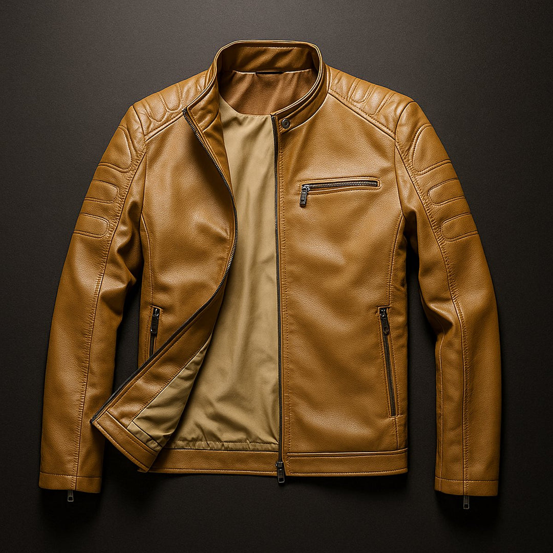 Harry | Mens Jacket Premium Full-Grain Leather Zip-Through Biker Coat