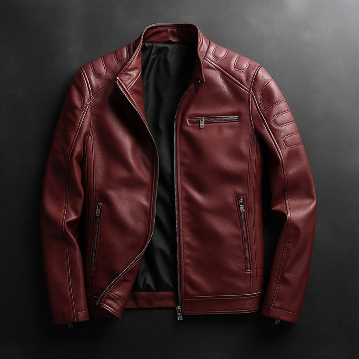 Harry | Mens Jacket Premium Full-Grain Leather Zip-Through Biker Coat