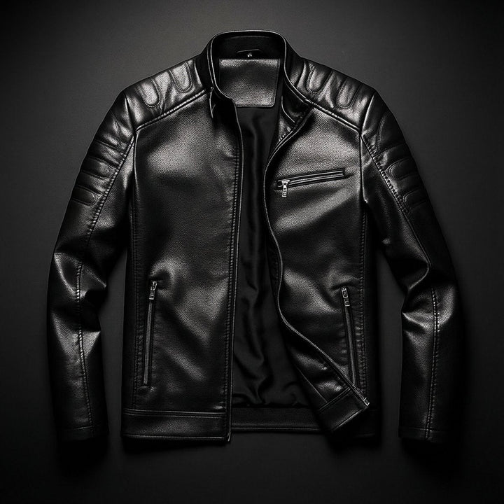 Harry | Mens Jacket Premium Full-Grain Leather Zip-Through Biker Coat