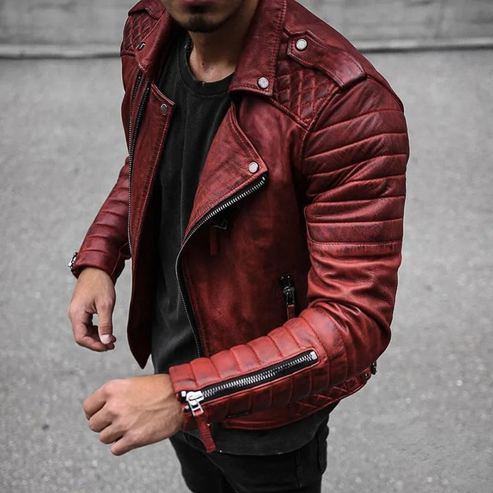 Freddie | Mens Jacket Quilted Faux Leather Biker Bomber Jacket