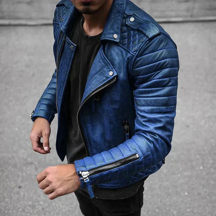 Freddie | Mens Jacket Quilted Faux Leather Biker Bomber Jacket