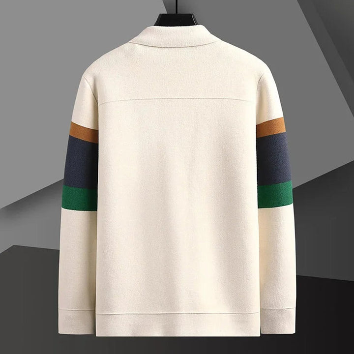 Theo | Mens Jacket Striped Button-Front Relaxed Knit Cardigan Coat