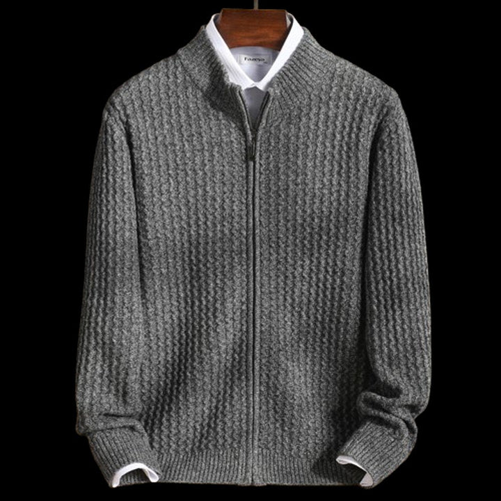 James | Mens Jacket Textured Wool Full-Zip Knit Cardigan Coat