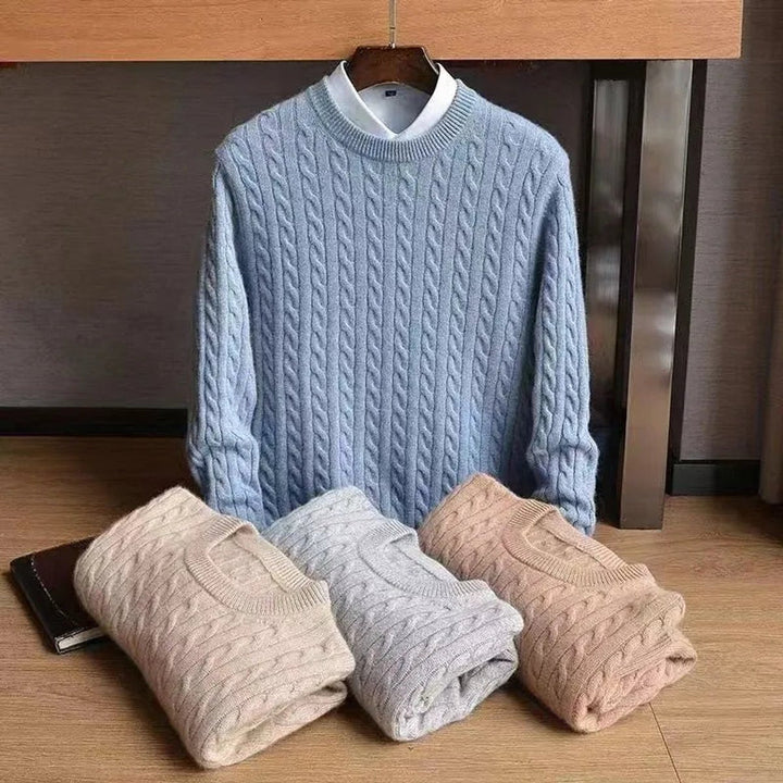 Henry | Men's Cable Knit Jumper Pure Cotton Crew Neck Relaxed Fit