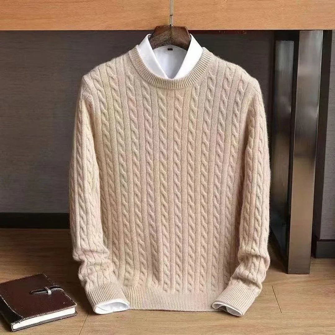 Henry | Men's Cable Knit Jumper Pure Cotton Crew Neck Relaxed Fit