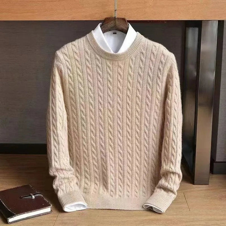 Henry | Men's Cable Knit Jumper Pure Cotton Crew Neck Relaxed Fit