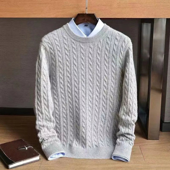 Henry | Men's Cable Knit Jumper Pure Cotton Crew Neck Relaxed Fit