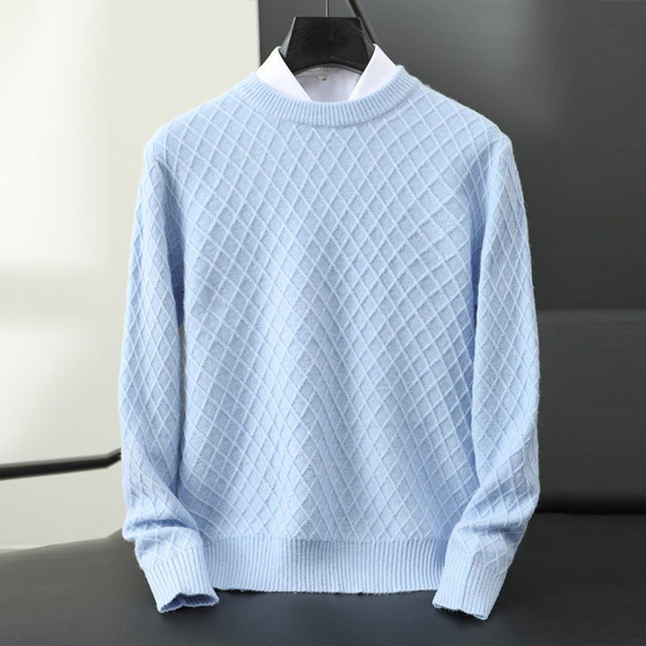 William | Men's Diamond Knit Crew Neck Jumper Cashmere Blend