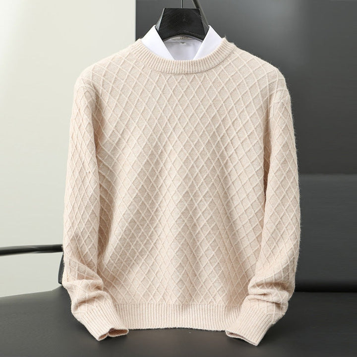 William | Men's Diamond Knit Crew Neck Jumper Cashmere Blend