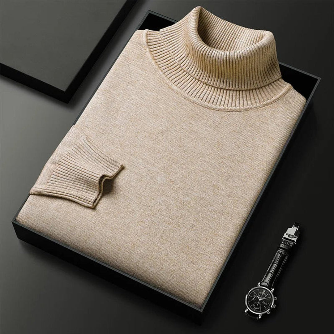 Archie | Mens Jumper Cashmere Blend Turtleneck Ribbed Knit Pullover