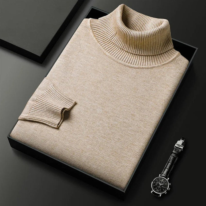 Archie | Mens Jumper Cashmere Blend Turtleneck Ribbed Knit Pullover
