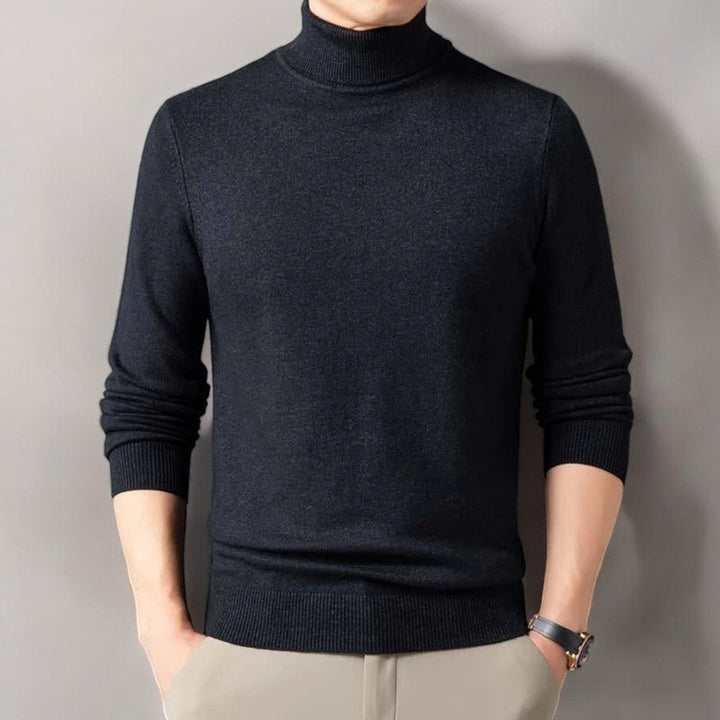 Archie | Mens Jumper Cashmere Blend Turtleneck Ribbed Knit Pullover