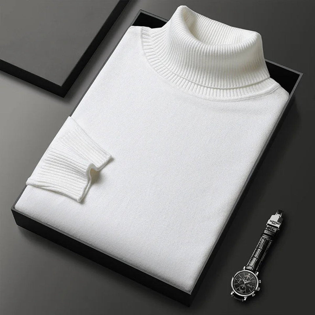 Archie | Mens Jumper Cashmere Blend Turtleneck Ribbed Knit Pullover