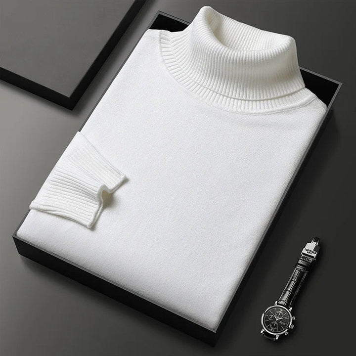 Archie | Mens Jumper Cashmere Blend Turtleneck Ribbed Knit Pullover