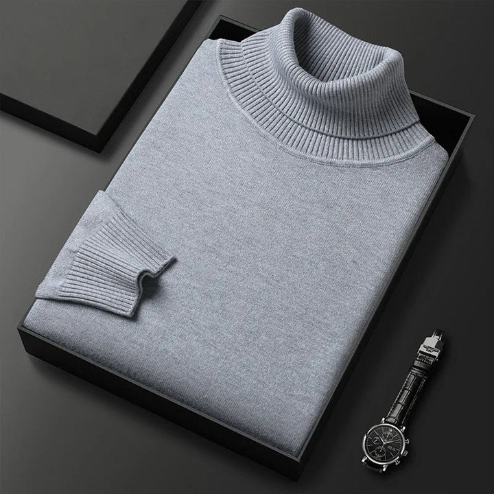 Archie | Mens Jumper Cashmere Blend Turtleneck Ribbed Knit Pullover