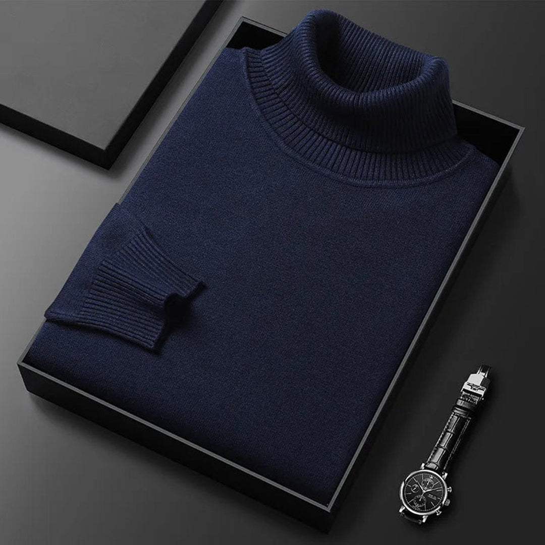 Archie | Mens Jumper Cashmere Blend Turtleneck Ribbed Knit Pullover