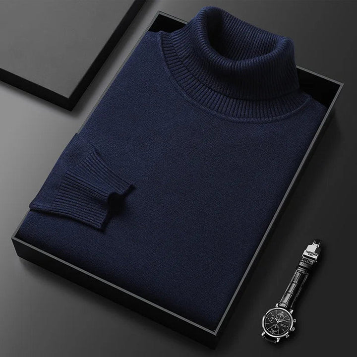 Archie | Mens Jumper Cashmere Blend Turtleneck Ribbed Knit Pullover