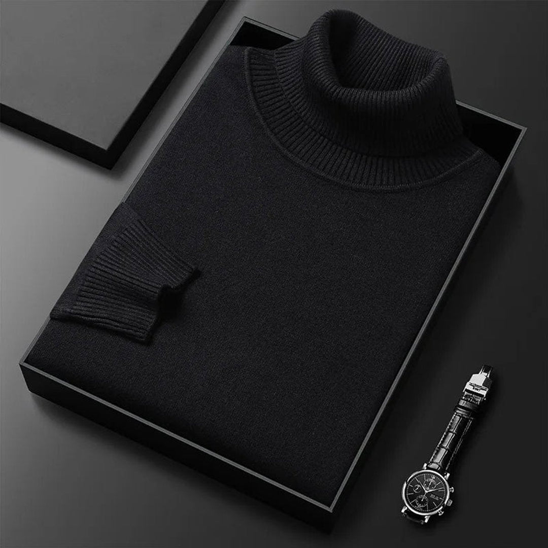 Archie | Mens Jumper Cashmere Blend Turtleneck Ribbed Knit Pullover
