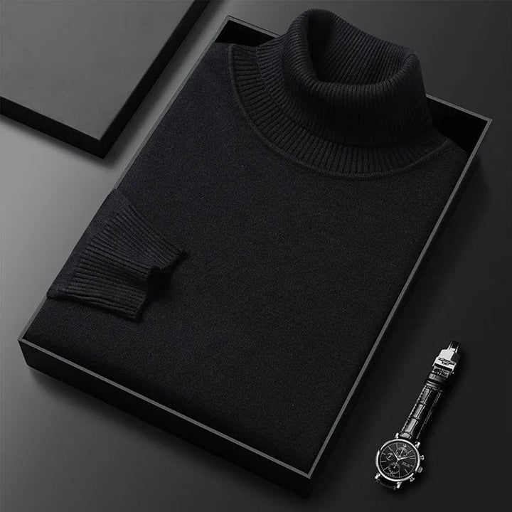 Archie | Mens Jumper Cashmere Blend Turtleneck Ribbed Knit Pullover