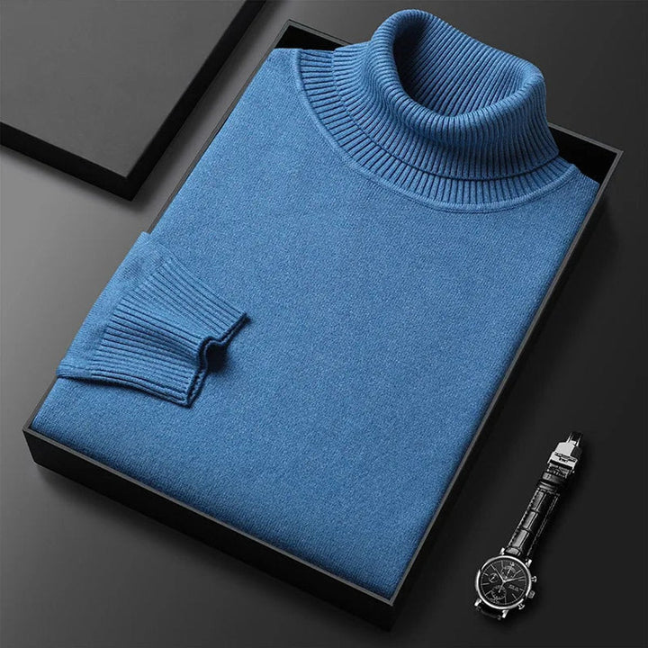 Archie | Mens Jumper Cashmere Blend Turtleneck Ribbed Knit Pullover