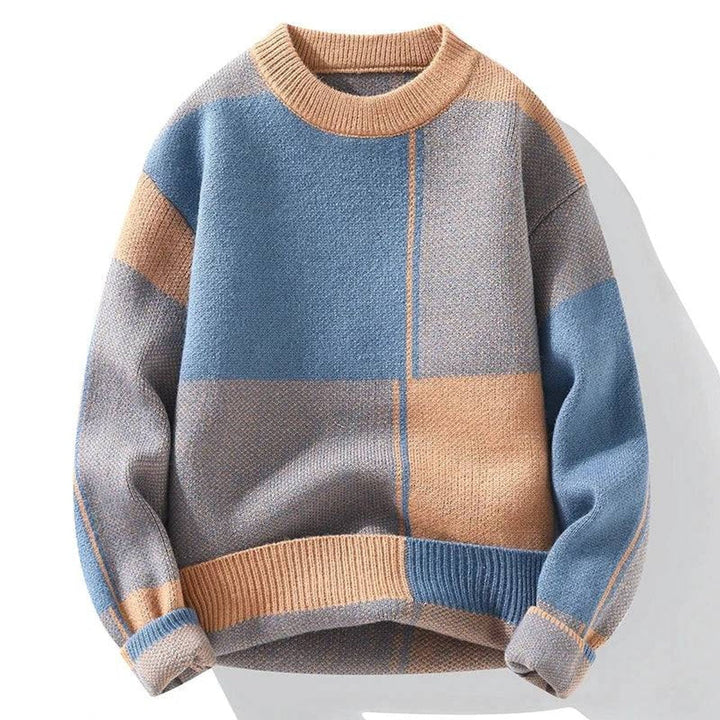 Oscar | Men's Knitted Colour Block Jumper Crew Neck Relaxed Fit