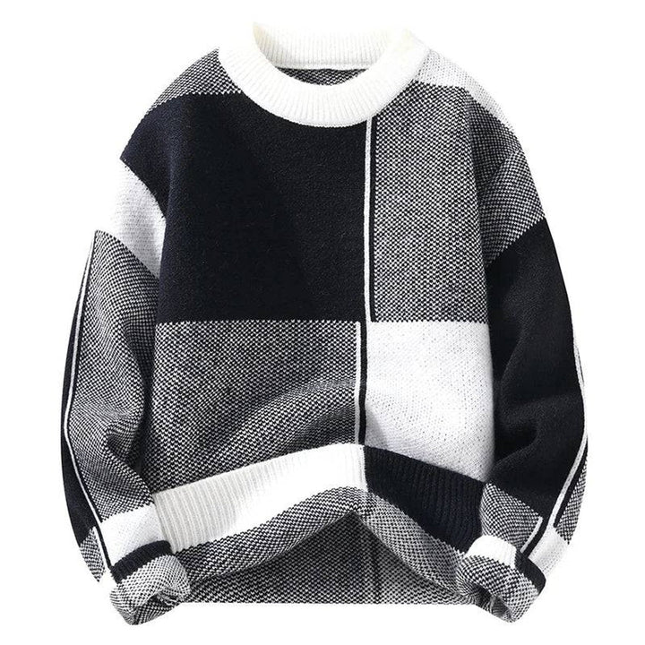 Oscar | Men's Knitted Colour Block Jumper Crew Neck Relaxed Fit