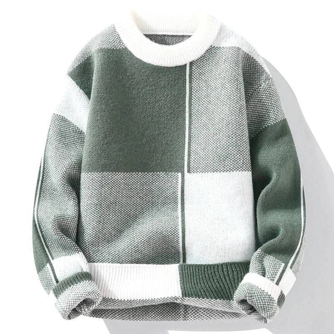 Oscar | Men's Knitted Colour Block Jumper Crew Neck Relaxed Fit