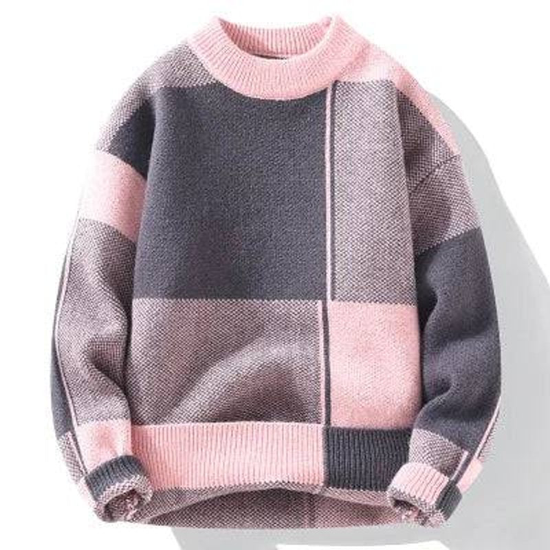 Oscar | Men's Knitted Colour Block Jumper Crew Neck Relaxed Fit