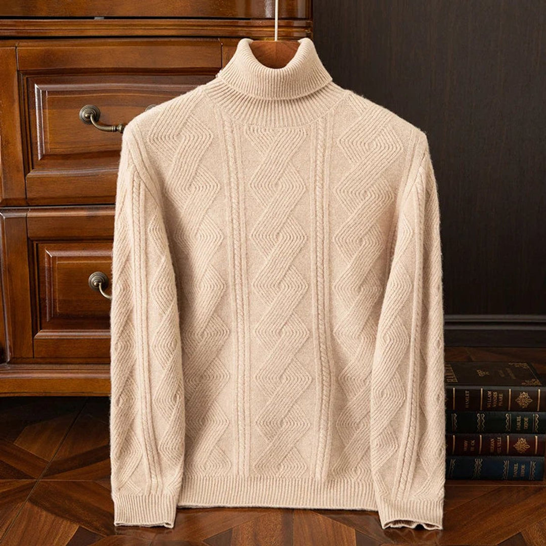 Noah | Mens Jumper Extrafine Merino Wool Turtleneck Cable-Knit Pullover