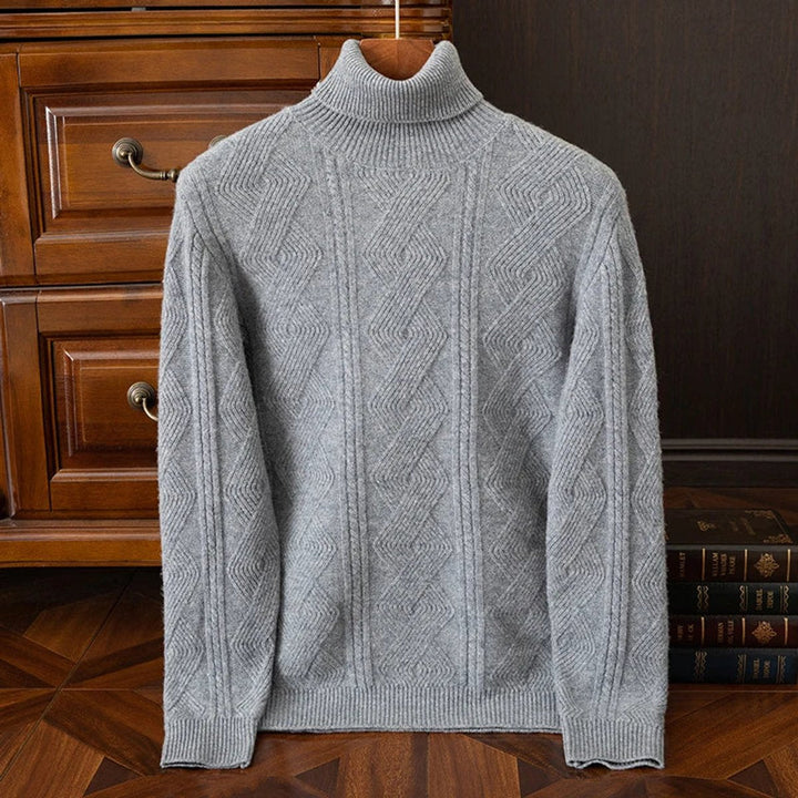 Noah | Mens Jumper Extrafine Merino Wool Turtleneck Cable-Knit Pullover