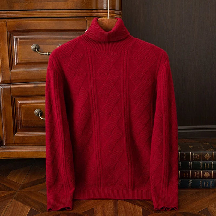 Noah | Mens Jumper Extrafine Merino Wool Turtleneck Cable-Knit Pullover