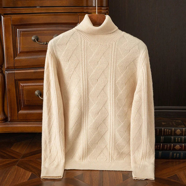 Noah | Mens Jumper Extrafine Merino Wool Turtleneck Cable-Knit Pullover