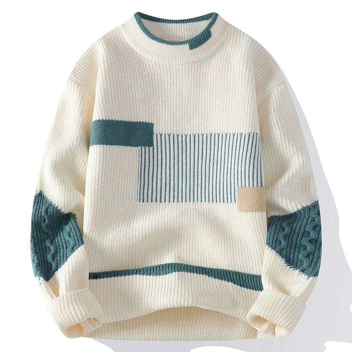 Alfie | Men's Patchwork Knitted Jumper Heavyweight Cotton Relaxed