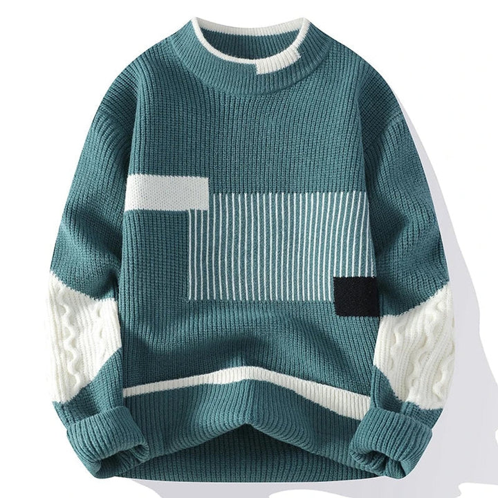 Alfie | Men's Patchwork Knitted Jumper Heavyweight Cotton Relaxed
