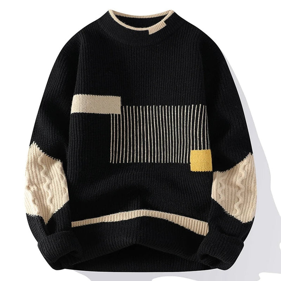 Alfie | Men's Patchwork Knitted Jumper Heavyweight Cotton Relaxed