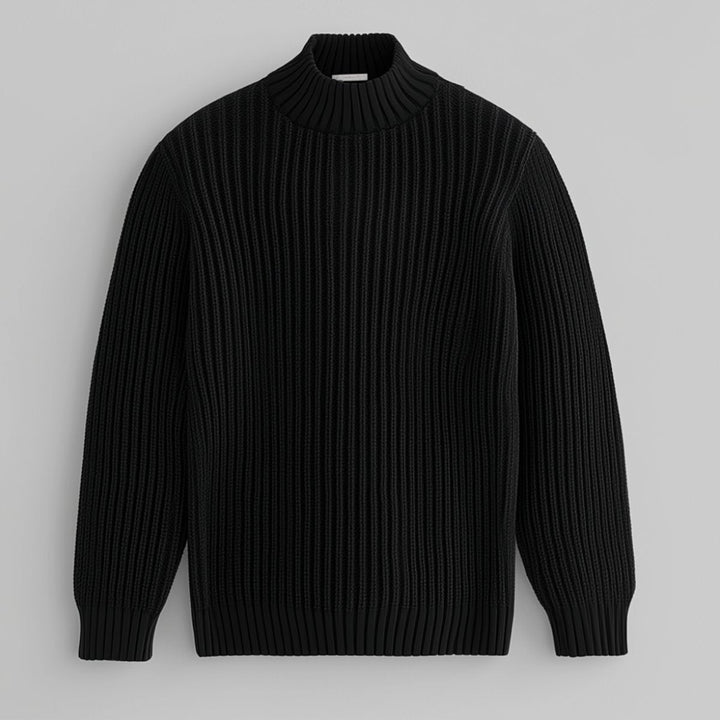 William | Men's Heavyweight Cotton Mock Neck Jumper Ribbed Knit