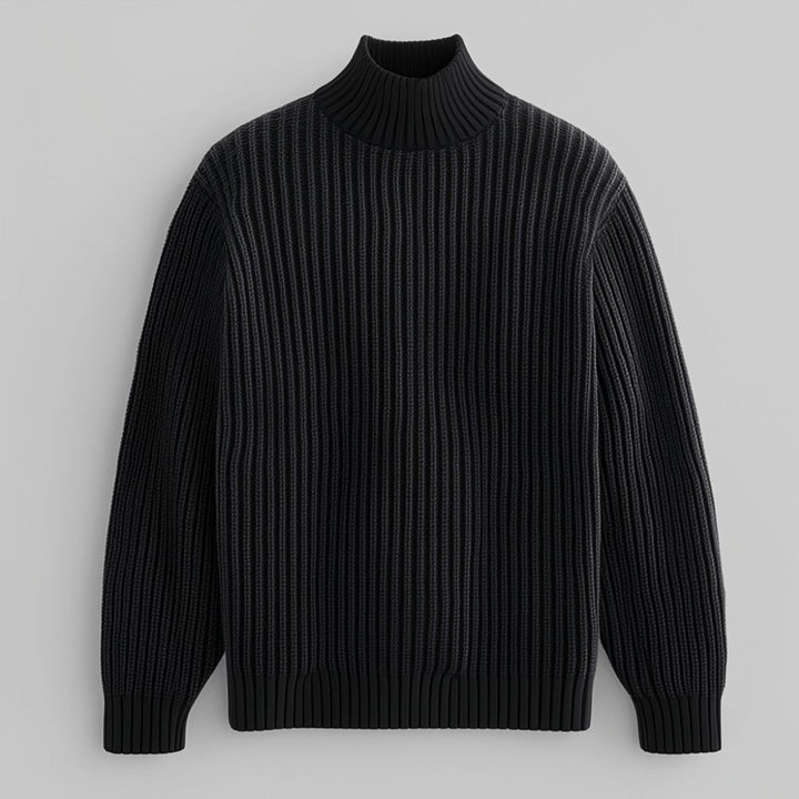 William | Men's Heavyweight Cotton Mock Neck Jumper Ribbed Knit