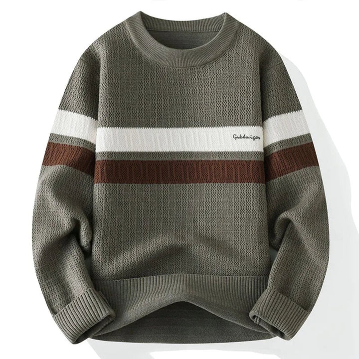 Theo | Men's Heritage Stripe Jumper Ribbed Crew Neck Knit