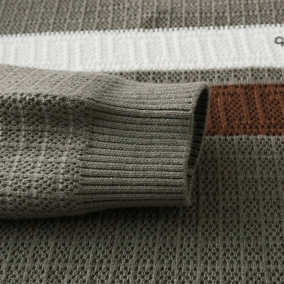 Theo | Men's Heritage Stripe Jumper Ribbed Crew Neck Knit