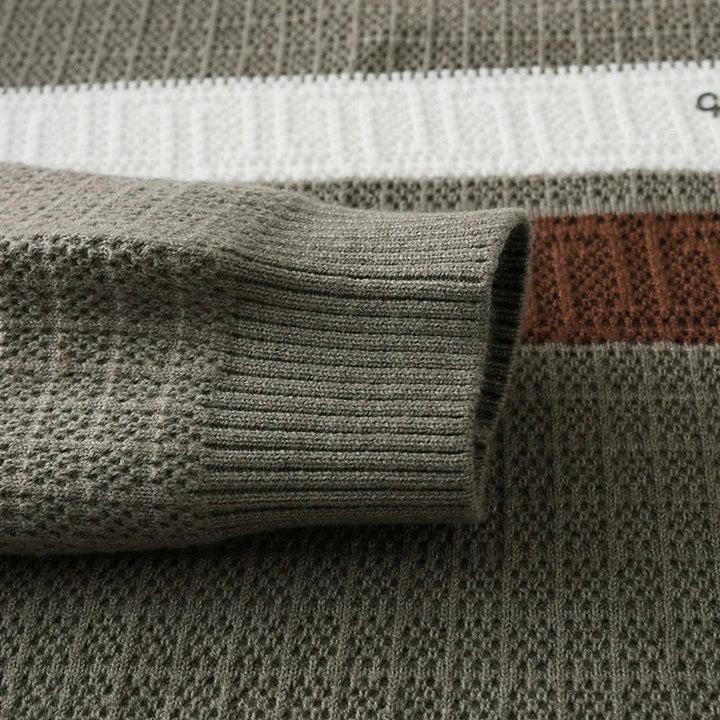Theo | Men's Heritage Stripe Jumper Ribbed Crew Neck Knit